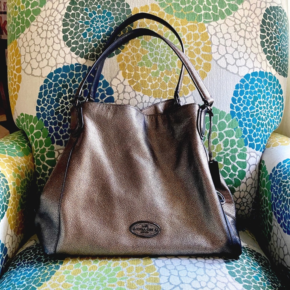 *FINAL* Coach Edie Metallic Pebbled Leather Bag